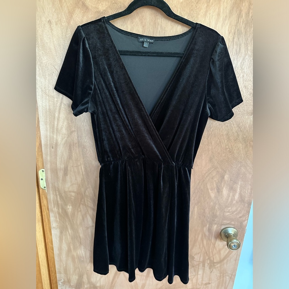 As U Wish Black Velvet Midi Dress
